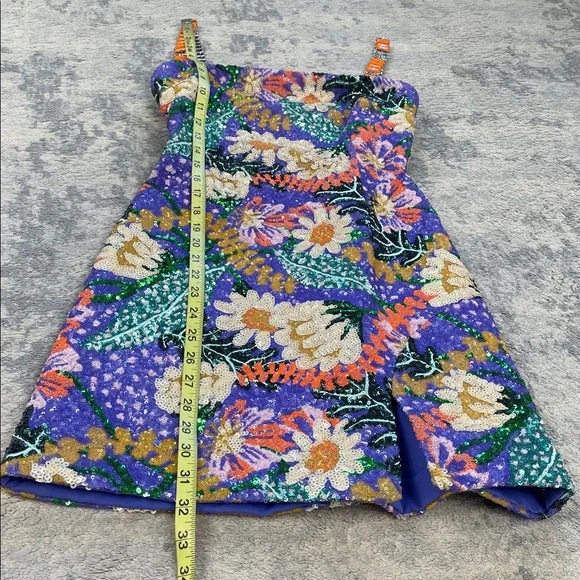 NWT Nadine Merabi Lyra Floral Sequin Mini Dress Beaded Colorful Sz 4 - Picture 16 of 16